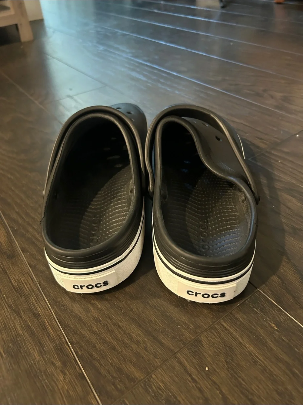 CROCS Off Court Black Clog Sandals with White Trim
